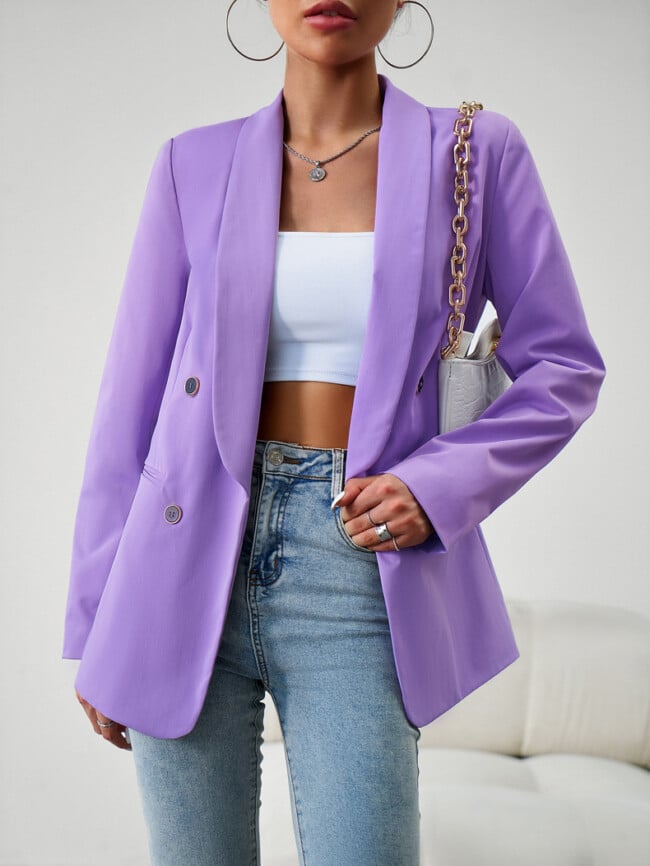 Solid Color Fashion Button Blazer