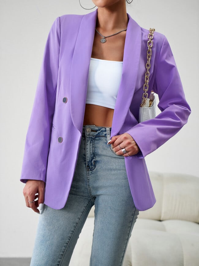 Solid Color Fashion Button Blazer