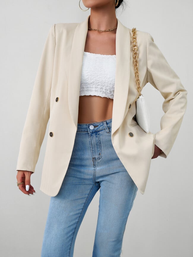 Solid Color Fashion Button Blazer