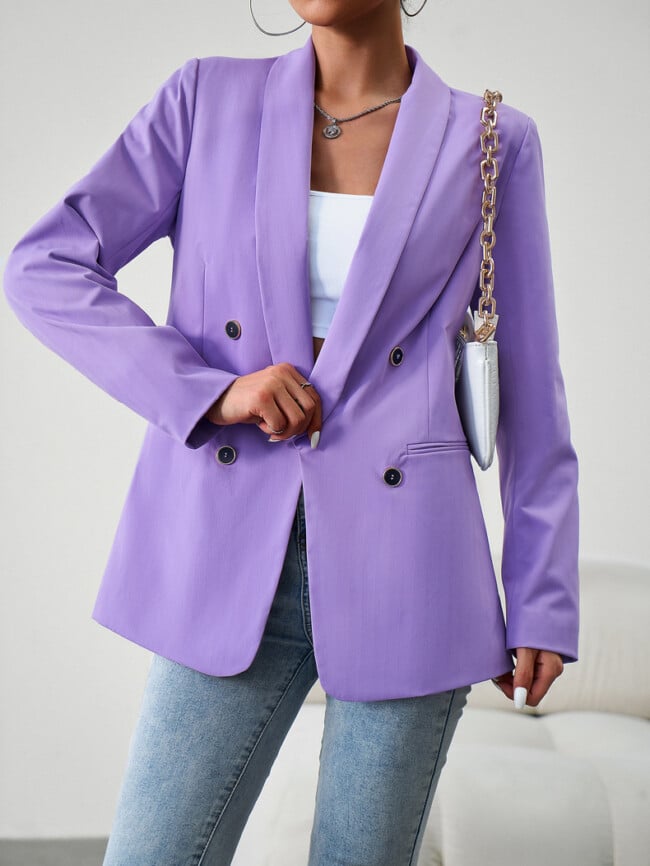 Solid Color Fashion Button Blazer