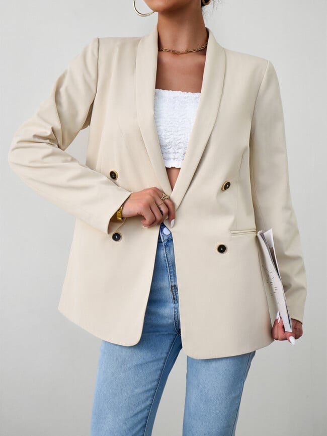 Solid Color Fashion Button Blazer