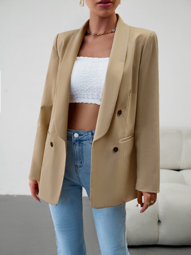 Solid Color Fashion Button Blazer