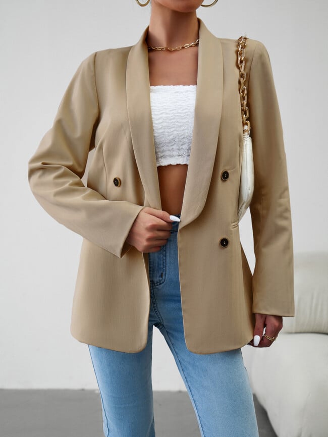 Solid Color Fashion Button Blazer