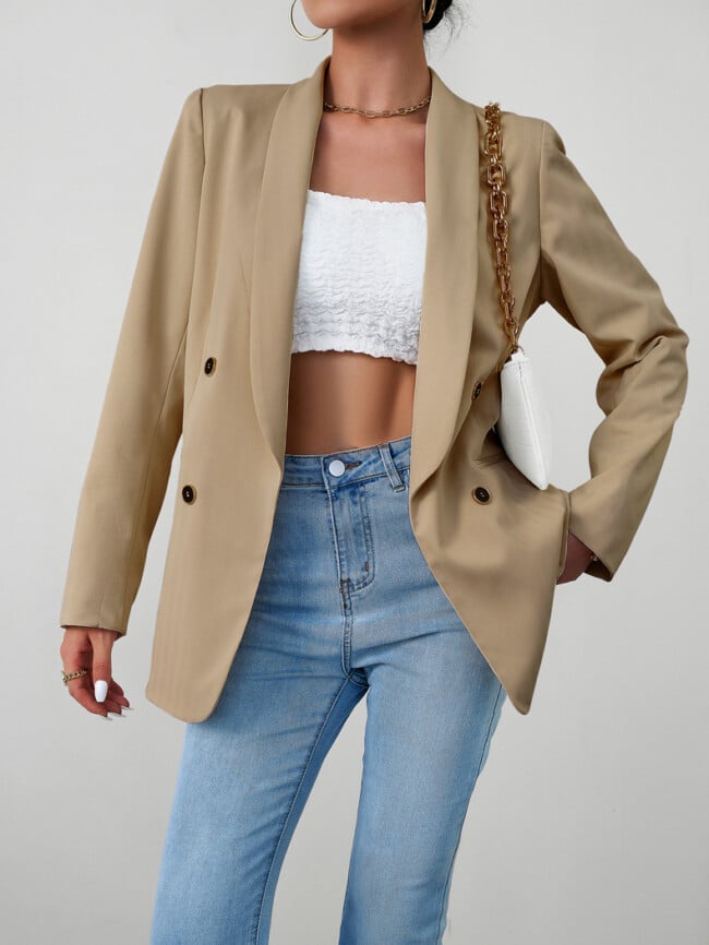 Solid Color Fashion Button Blazer