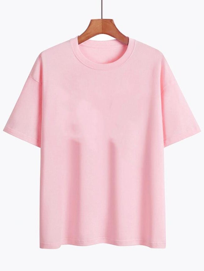 Solid Color Round Neck Short Sleeve T-Shirt