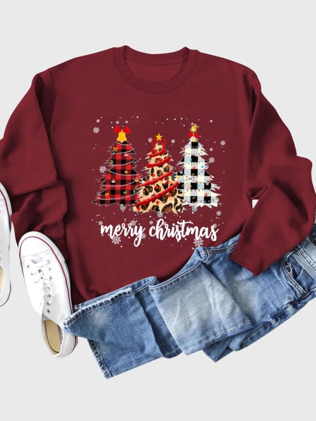 christmas tree letter print top