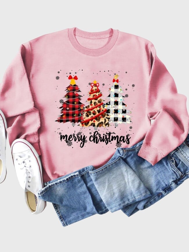 christmas tree letter print top