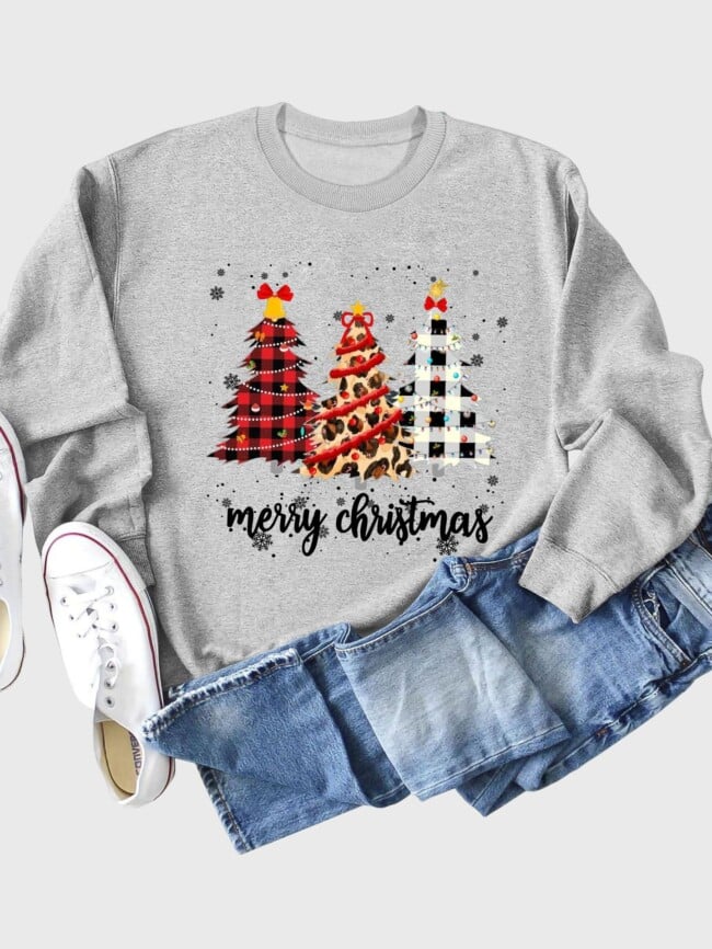 christmas tree letter print top