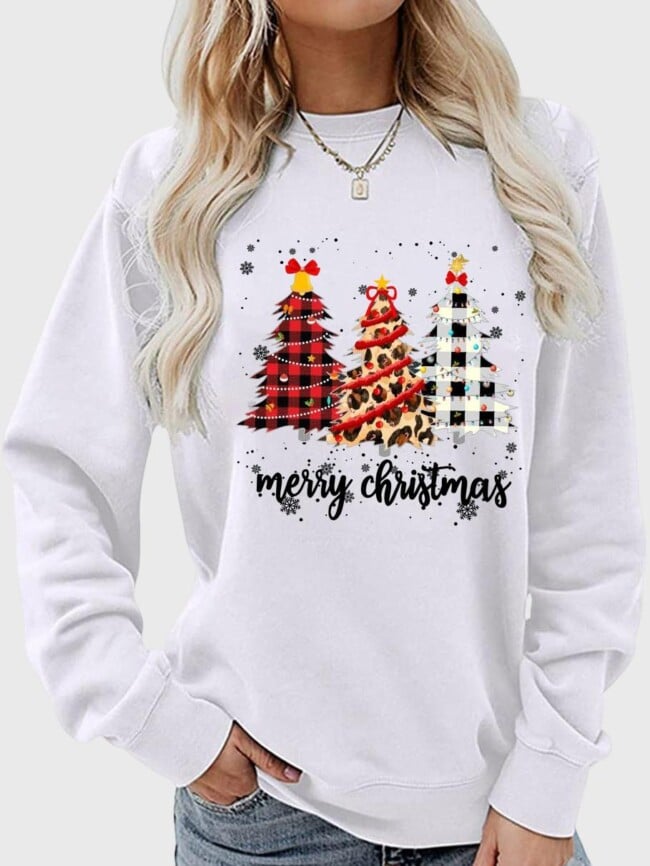 christmas tree letter print top