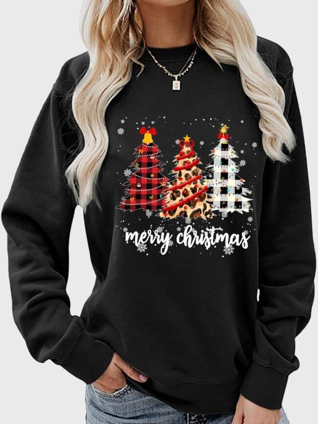 christmas tree letter print top