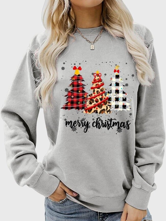 christmas tree letter print top