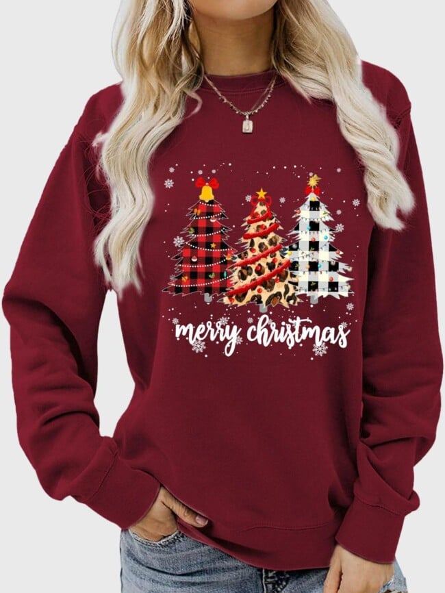 christmas tree letter print top