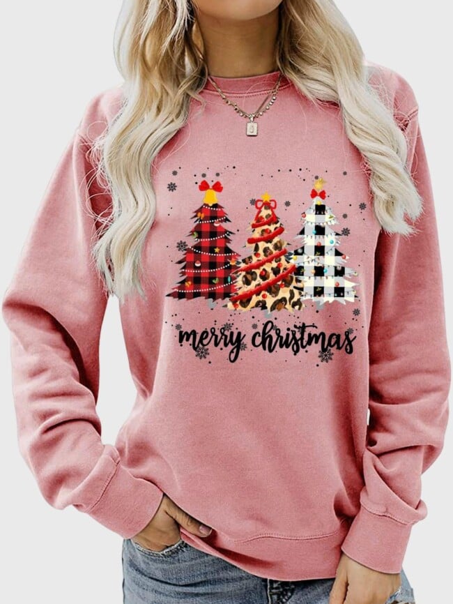 christmas tree letter print top