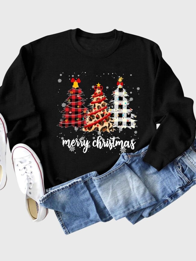 christmas tree letter print top