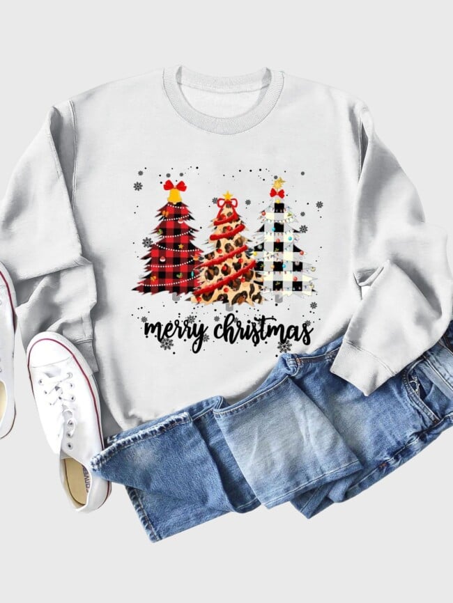 christmas tree letter print top