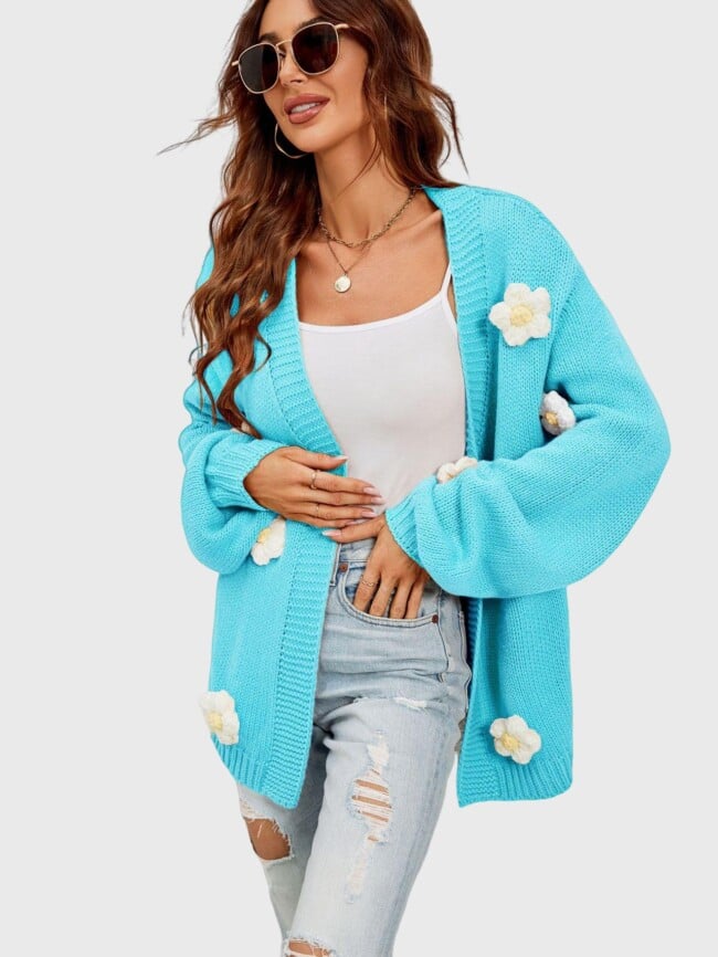 flower lantern sleeve cardigan