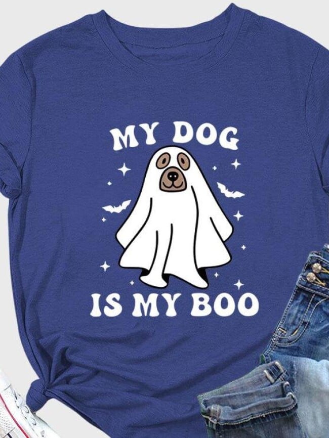 halloween MY DOG IS MY BOOPrint Short Sleeve T-shirt