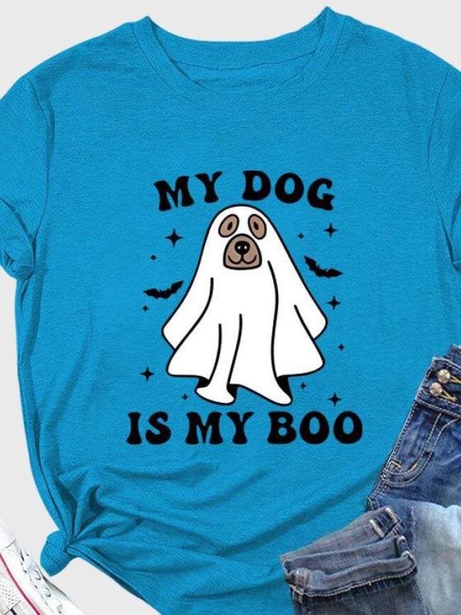 halloween MY DOG IS MY BOOPrint Short Sleeve T-shirt