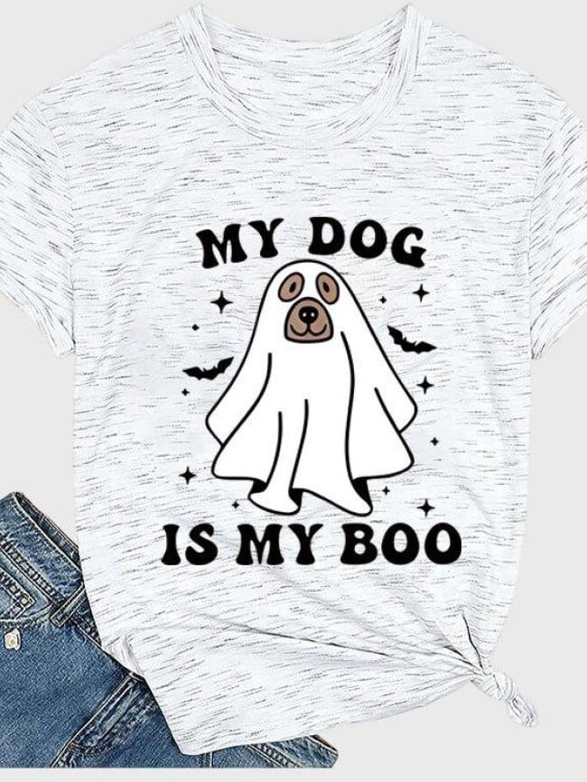 halloween MY DOG IS MY BOOPrint Short Sleeve T-shirt